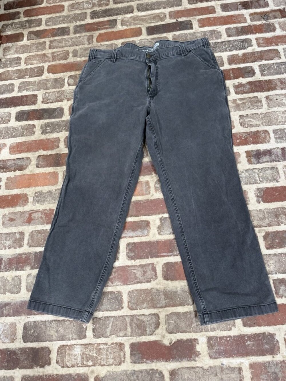 Carhartt Pants Mens 42x30 Gray Relaxed Fit Work Carpenter Canvas Dungaree Tool